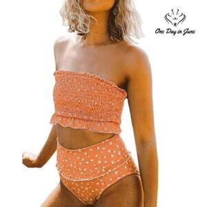 Aleumdr Bandeau Off Shoulder High Waist Bikini Size S